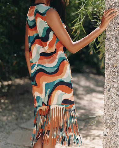 summer cotton tank dresses Mesh Cotton Tank Dress in Turquoise and Green Stripe