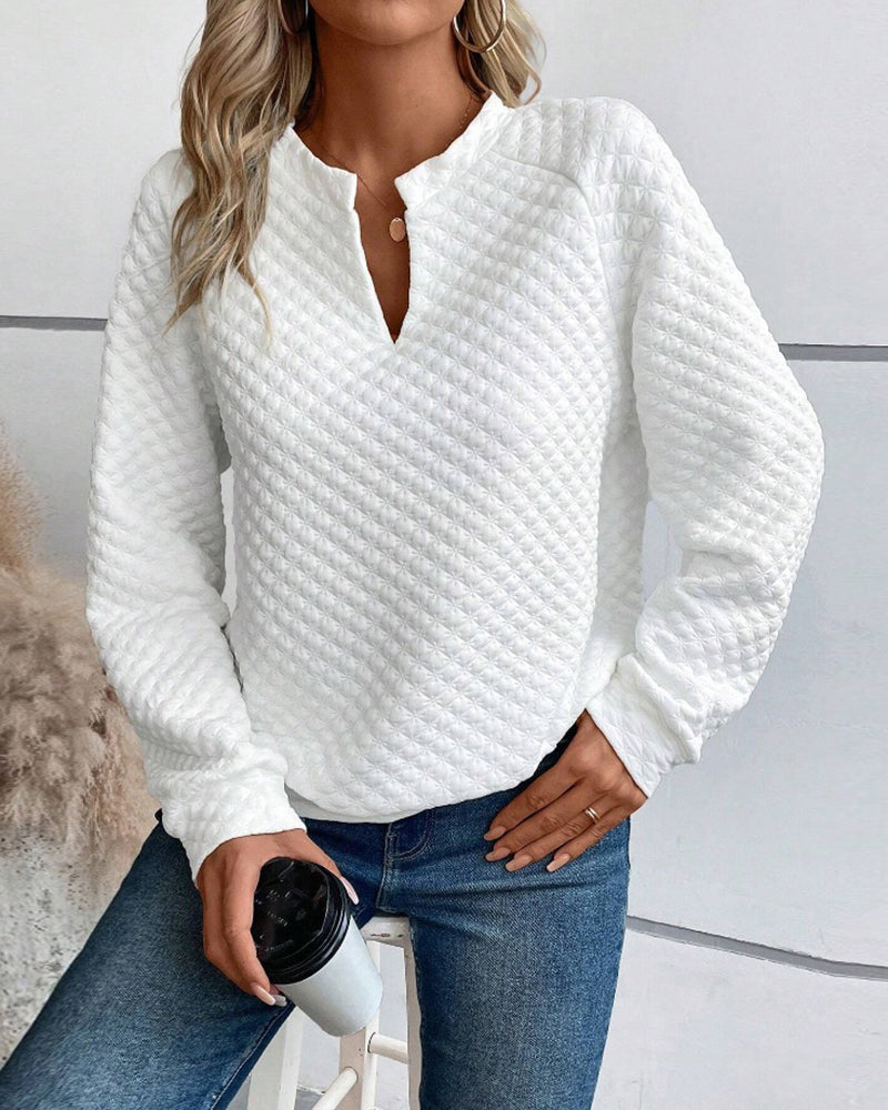 Zeagoo Casual Quilted Texture Raglan Sleeve Sweatshirt