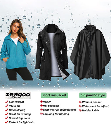 Waterproof Rain Packable Hooded Windbreaker - Zeagoo (Us Only)