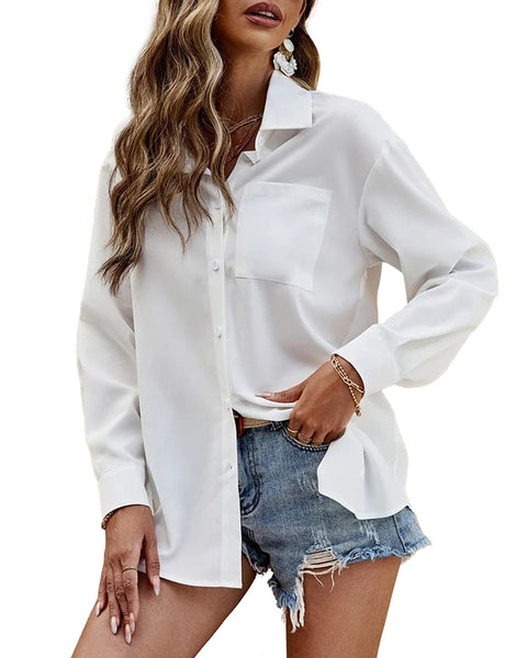 zeagoo women button down shirt long sleeve chiffon work blouse with pockets casual wear formal slim fit shirts tops s xxl