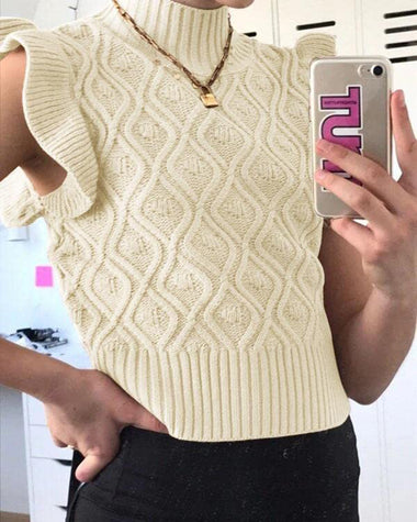 zeagoo womens sweater vests round neck ruffle cable knit cropped tops sleeveless sweater s xxl