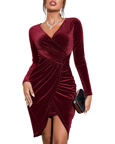 Zeagoo Women's Velvet Dress Long Sleeve Elegant Cocktail Dress ZEAGOO Zeagoo Women's Velvet Dress Long Sleeve Elegant Cocktail Dress ZEAGOO