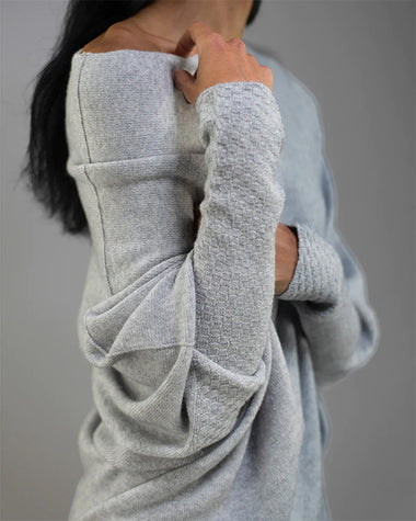 Asymmetric Draped Jumper Long Batwing Sleeve Off The Shoulder Sweater