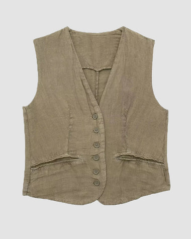 Street Style Cotton Linen Vest Top