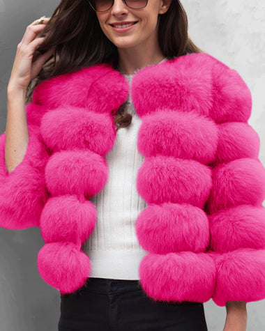 Faux Fox Fur Coat Short Jacket Winter Warm Outwear