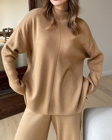 Long Sleeve Loose Casual Mid-Turtleneck Sweater