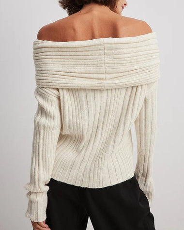 Chic One Shoulder Wrapped Knitted Loose Sweater