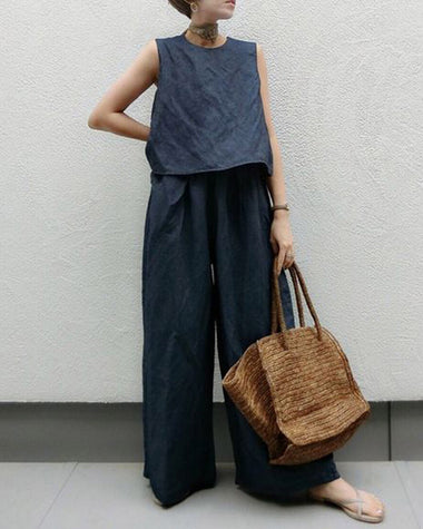 Sleeveless Tank Top and Wide-leg Pants Two-piece Set