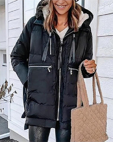 Thickened Side Zip Puffer Coat Puffer Down Jacket