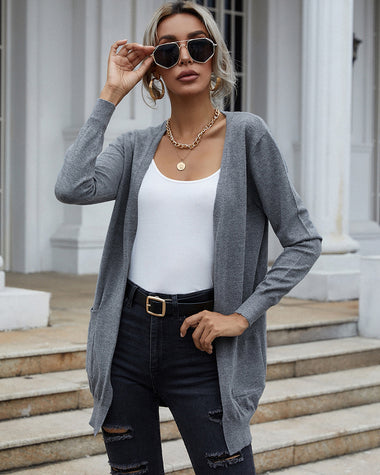 Long Sweaters Cardigan with An Open Front