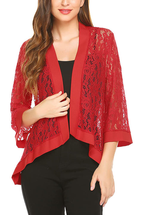 zeagoo womens casual lace crochet cardigan 3 4 sleeve sheer cover up jacket plus size