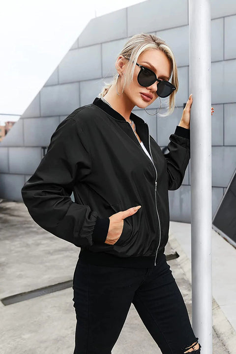 zeagoo womens bomber jacket casual coat zip up outerwear windbreaker with pockets s xxl