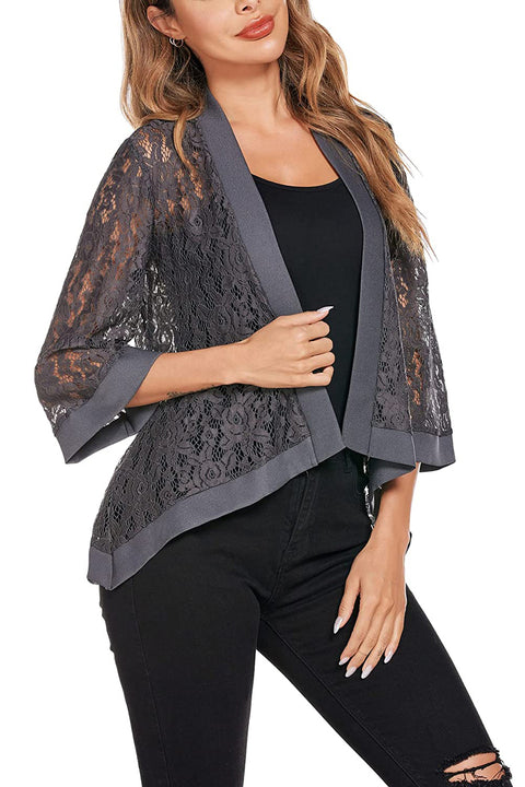 zeagoo womens casual lace crochet cardigan 3 4 sleeve sheer cover up jacket plus size