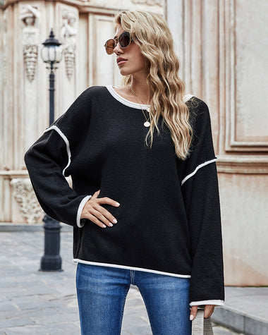 Oversized Soft Knit Long Batwing Sleeve Pullover Sweater Tunic Outfit Tops