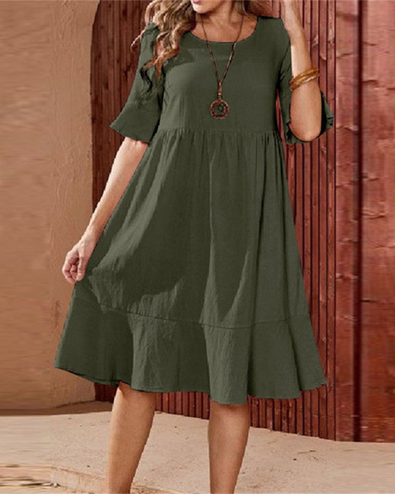 Short Sleeve Tunic Dress Plus Size Babydoll Dress – Zeagoo