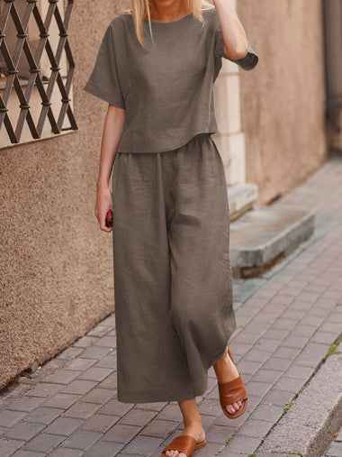 Zeagoo Short Sleeve Tops and Long Wide Leg Pants Casual Loose Fit Two Piece Loungewear Sets