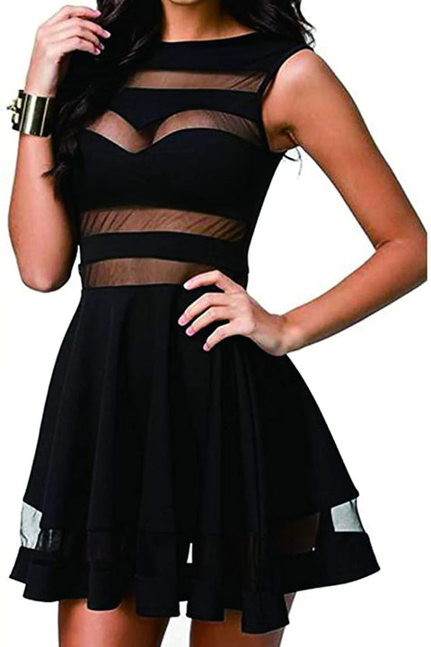zeagoo sexy mini skater dress mesh see through party club little black dress