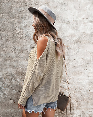 Cable Knit Cold Shoulder Sweaters