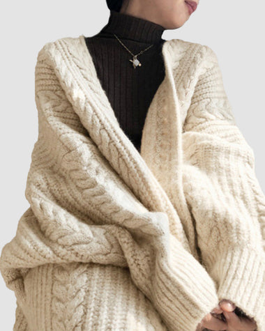 Retro Thickened Loose Twisted Long Sweater Cardigan
