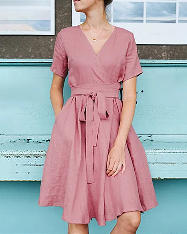 Short Sleeved With Belted Dress Holiday Dresses – ZEAGOO Short Sleeved With Belted Dress Holiday Dresses – ZEAGOO