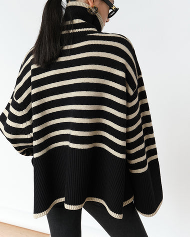 Women's Striped Turtleneck Sweater