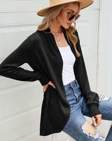 Loose Fit Lightweight V-neck Open Front Sweater Cardigan