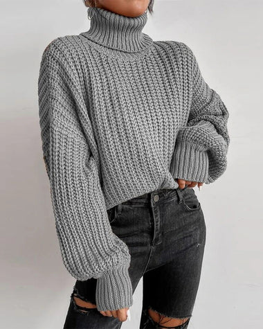Rolled Neck Drop Shoulder Sweater