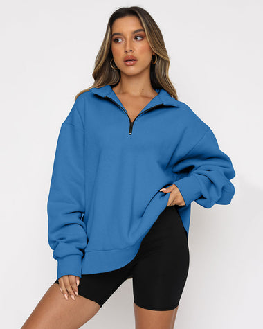 Zeagoo Oversized Half Zip Pullover Long Sleeve Sweatshirt