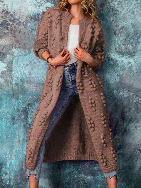 Ankle Length Women Cardigan Sweaters Trendy Drum Wave Knitted Jacket