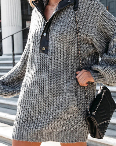 Pocketed Half Zip Pullover Sweater