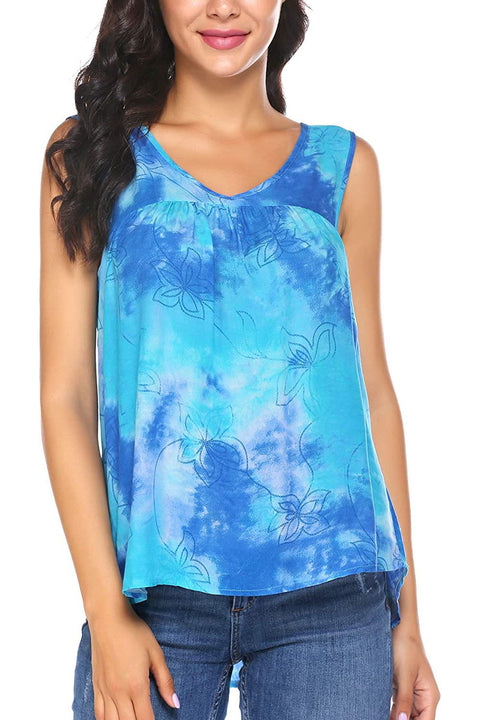 zeagoo floral tops for women sleeveless blouse shirt v neck pleated flowy tank top