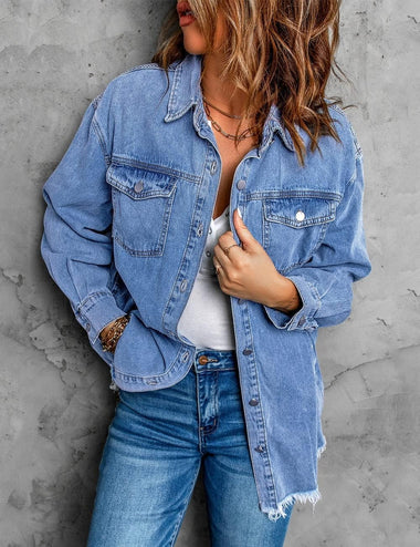 Zeagoo Jean Jackets Ripped Stretchy Denim Jean Jacket