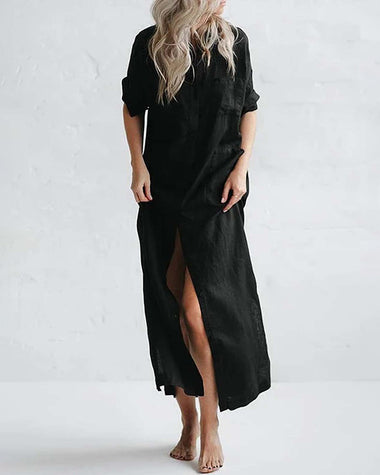 Zeagoo Women's Cotton and Linen Shirt Dress Casual Loose Maxi Dresses ZEAGOO Zeagoo Women's Cotton and Linen Shirt Dress Casual Loose Maxi Dresses ZEAGOO