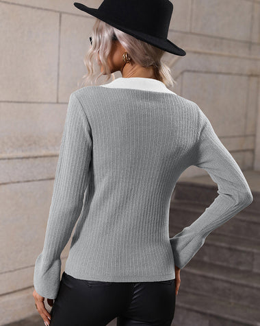 Bell Sleeve Lapel Sweater