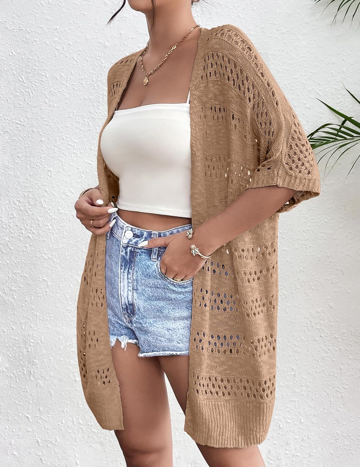 Zeagoo Short Sleeve Boho Oversized Knitted Cardigan