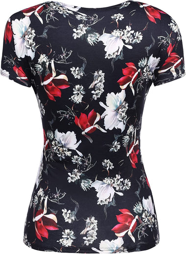 Women's Cross-Front V Neck Ruched Short Sleeve Blouses Shirts Tops S-XXL - Zeagoo (Us Only)