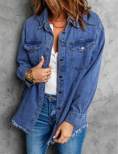 Zeagoo Jean Jackets Ripped Stretchy Denim Jean Jacket