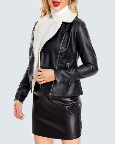 Plus Size Winter Coat Lapel Collar Long Padded Leather Vintage Thicken Coat