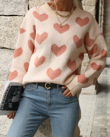 Leisure Love Long Sleeve Pink Knitted Sweater