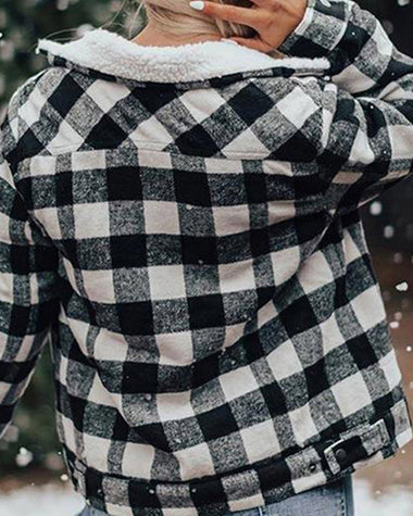 Plaid Fleece Cropped Button Down Jackets