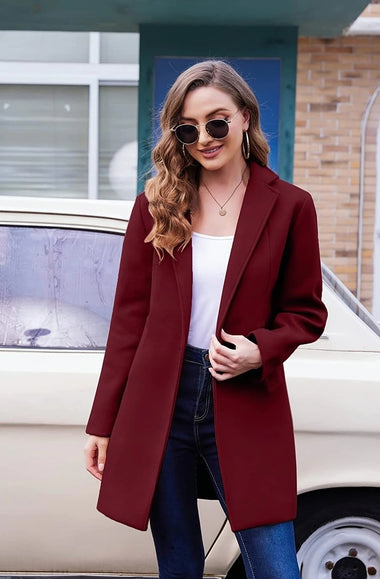 Lapel Single Breasted Wool Blend Trench Coat - Zeagoo (Us Only)