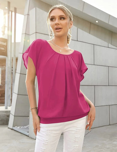 Chiffon Lace Batwing Sleeve Blouse Tops - Zeagoo (Us Only)