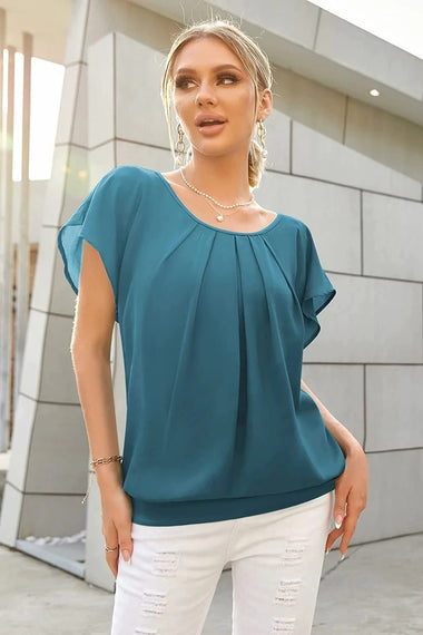 Chiffon Lace Batwing Sleeve Blouse Tops - Zeagoo (Us Only)