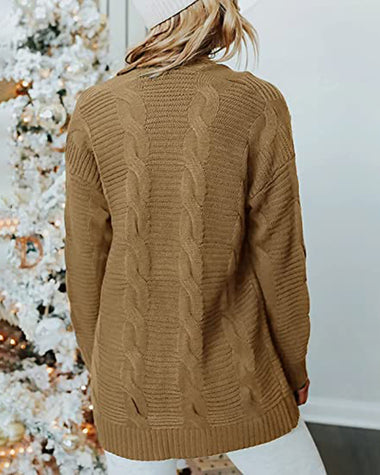Open Front Knit Cardigan Sweater