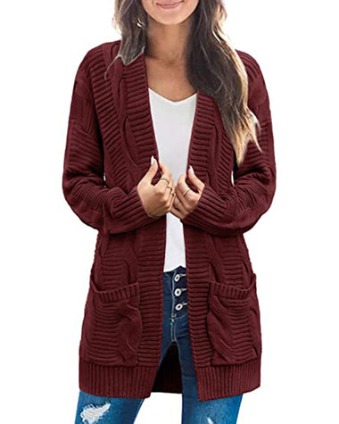 Open Front Knit Cardigan Sweater