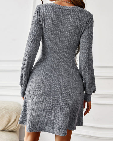V-neck Sexy Waist Sweater Dress