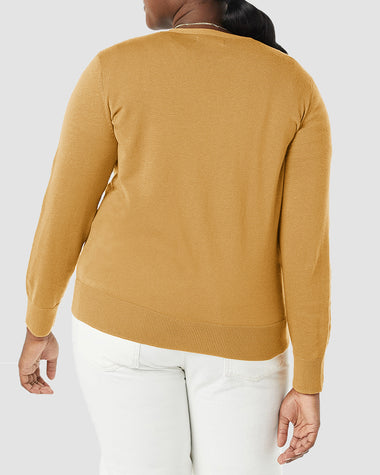 Long Sleeve Choker Top Lightweight Vee Cardigan Sweater