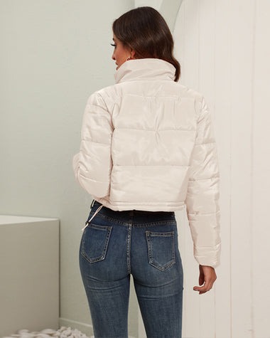 Short Puffer Jacket Stands Up Zipper Outerwear