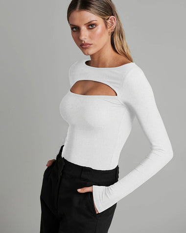 Cutout Long-sleeved Pitted T-shirt Bodysuits