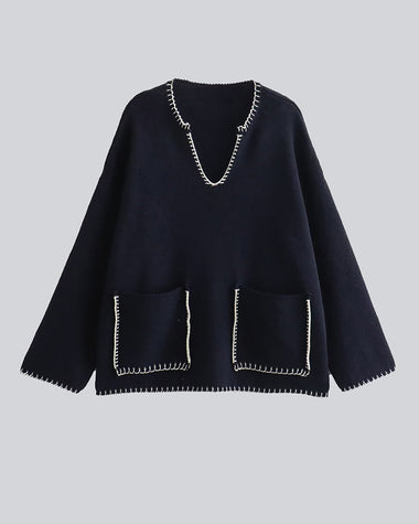Casual Edge Contrast Sweater Pullover
